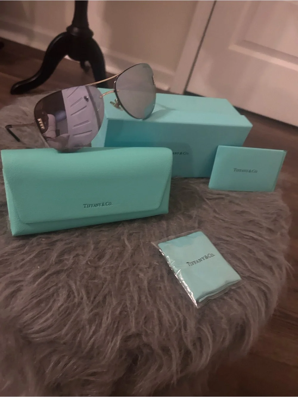 Tiffany & Co. Women’s Aviator Sunglasses with Tiffany Blue Accessories